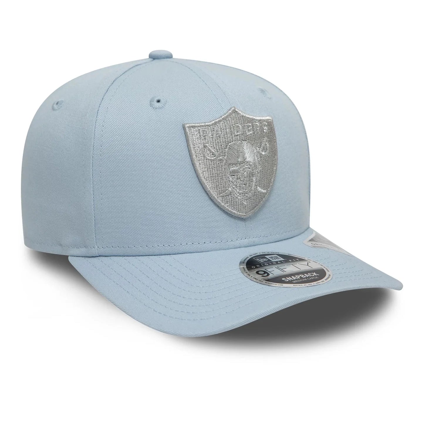 New Era Las Vegas Raiders Metallic Pastellblau 9FIFTY Original Fit Snapback
