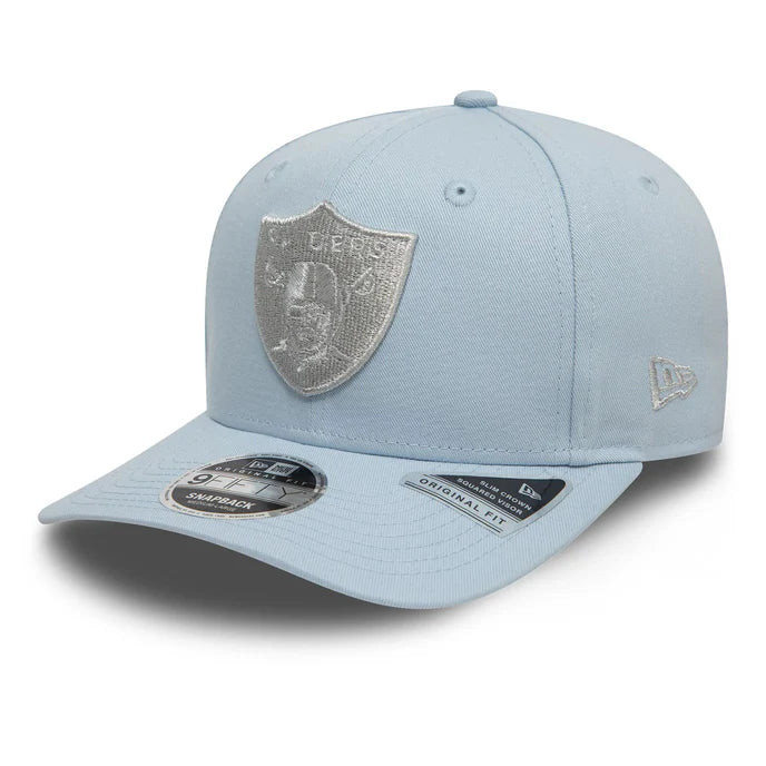 New Era Las Vegas Raiders Metallic Pastellblau 9FIFTY Original Fit Snapback