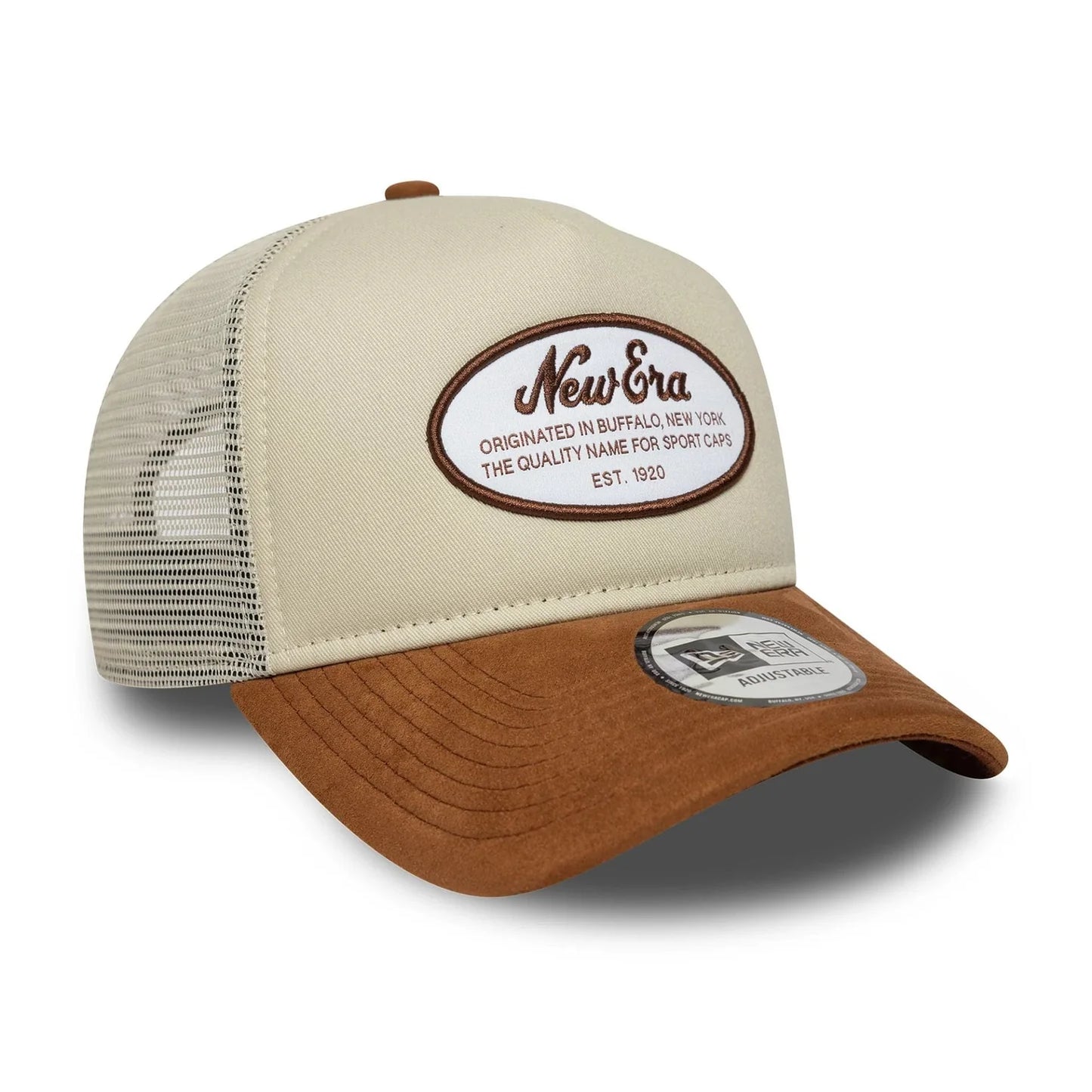 New Era Hellbeige New Era Oval Patch Wildleder 9FORTY E-Frame Trucker Cap