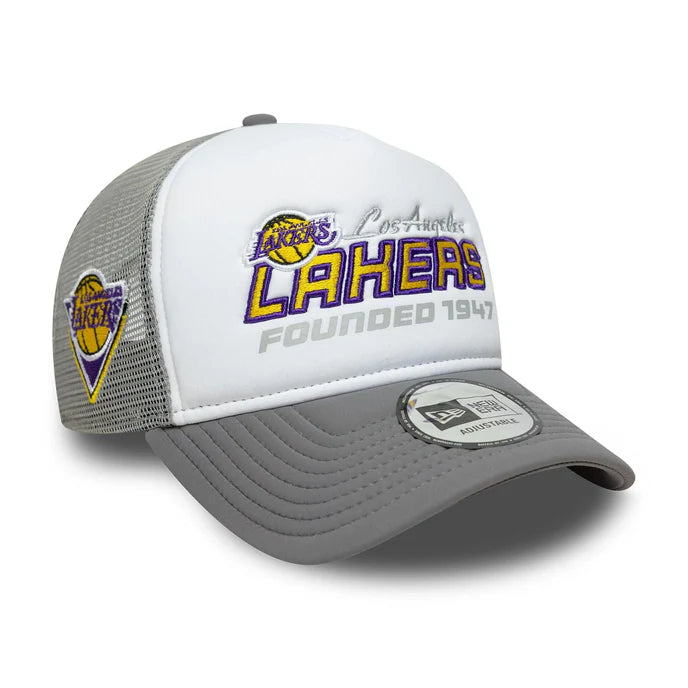 New Era Graue LA Lakers NBA Graphic 9FORTY A-Frame Trucker Cap
