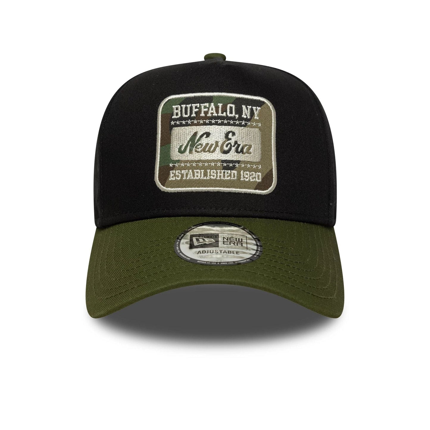 New Era Schwarze New Era Camo Patch 9FORTY E-Frame Verstellbare Cap