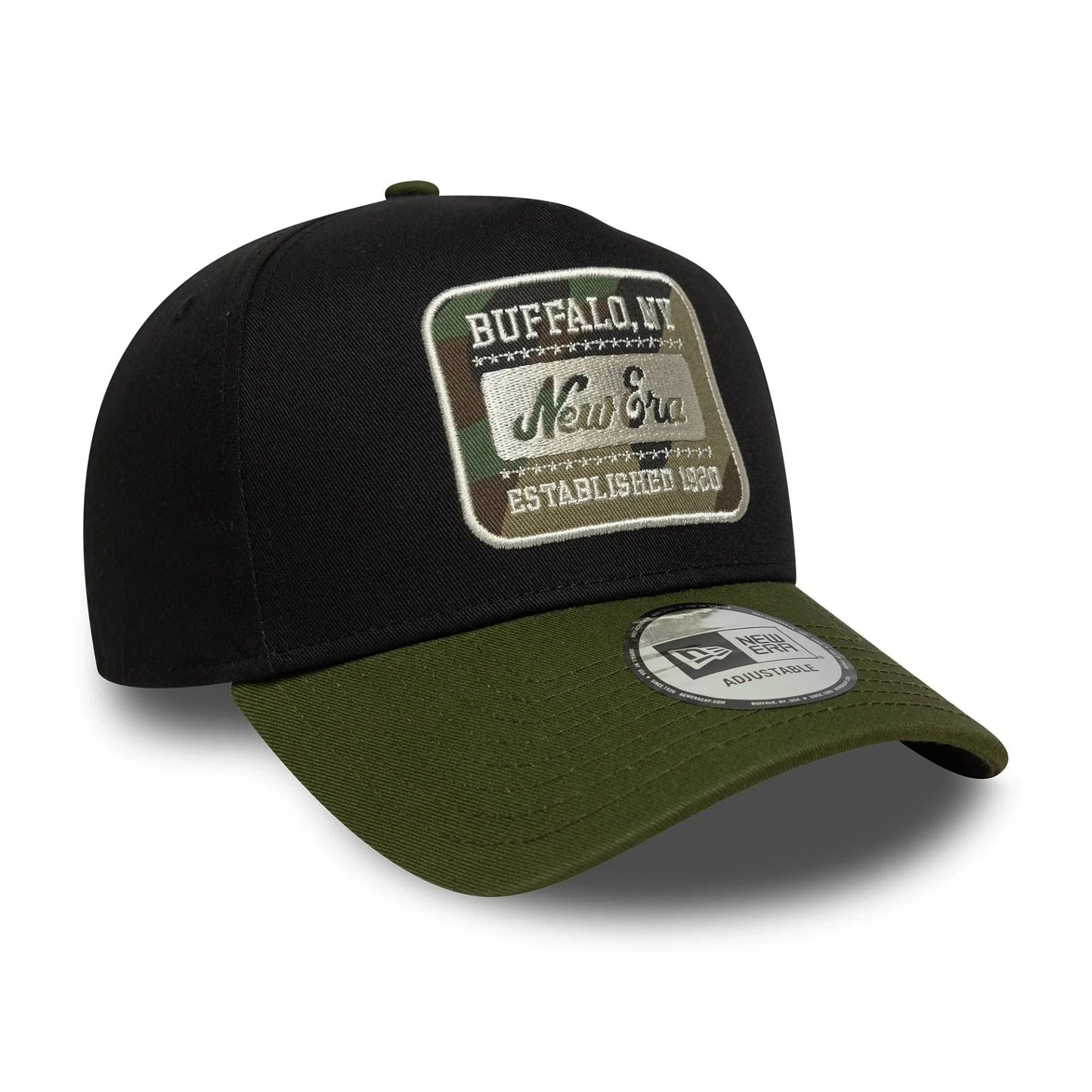 New Era Schwarze New Era Camo Patch 9FORTY E-Frame Verstellbare Cap