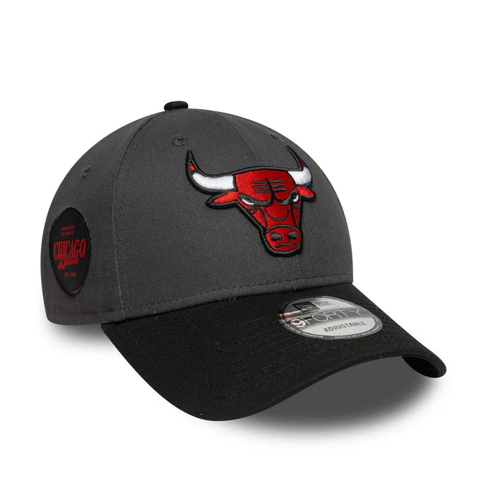 New Era Dark Grey NBA Sidepatch Chicago Bulls 9FORTY Verstellbare Cap
