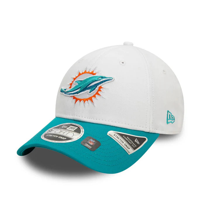 New Era 9FORTY Stretch Snap Miami Dolphins NFL Cap One Size Weiß