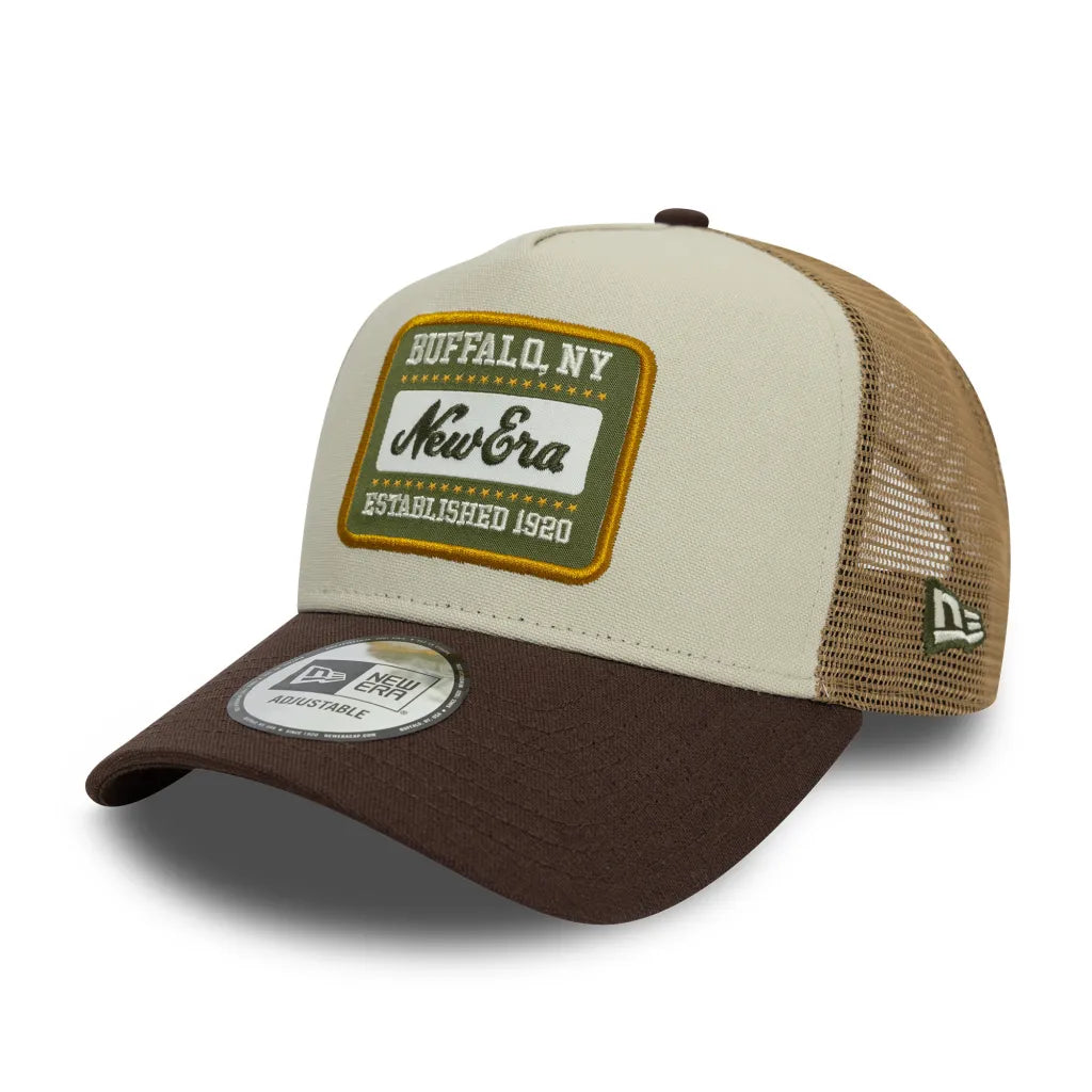 New Era 9FORTY A-Frame Trucker Patch Baumwolle Canvas Cap Creme