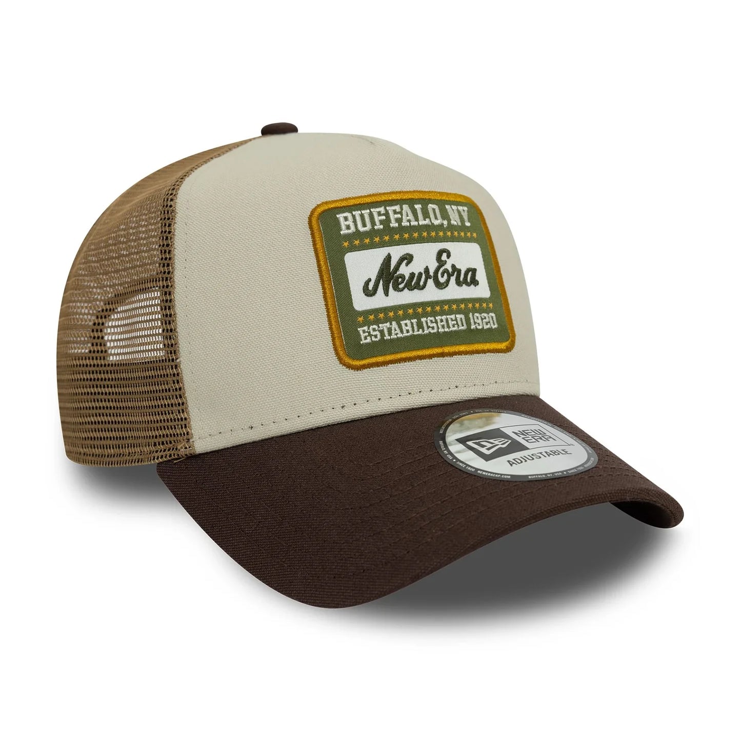 New Era 9FORTY A-Frame Trucker Patch Baumwolle Canvas Cap Creme