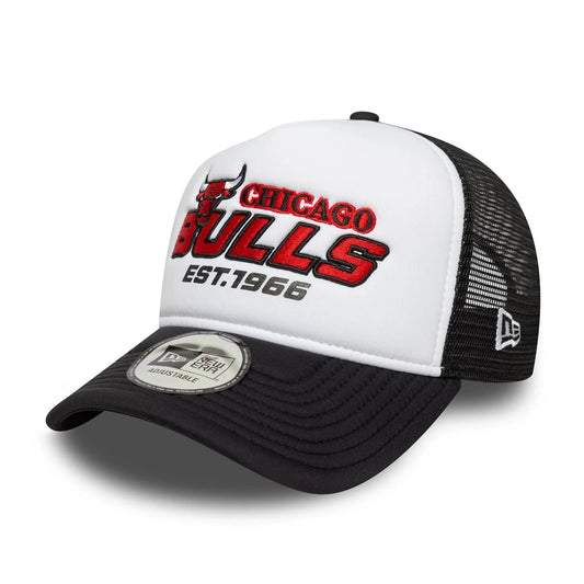 New Era Schwarze Chicago Bulls NBA Graphic 9FORTY A-Frame Trucker Cap