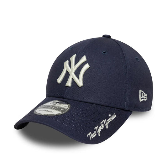 New Era Navy MLB Visor Script New York Yankees 9FORTY Verstellbare Cap