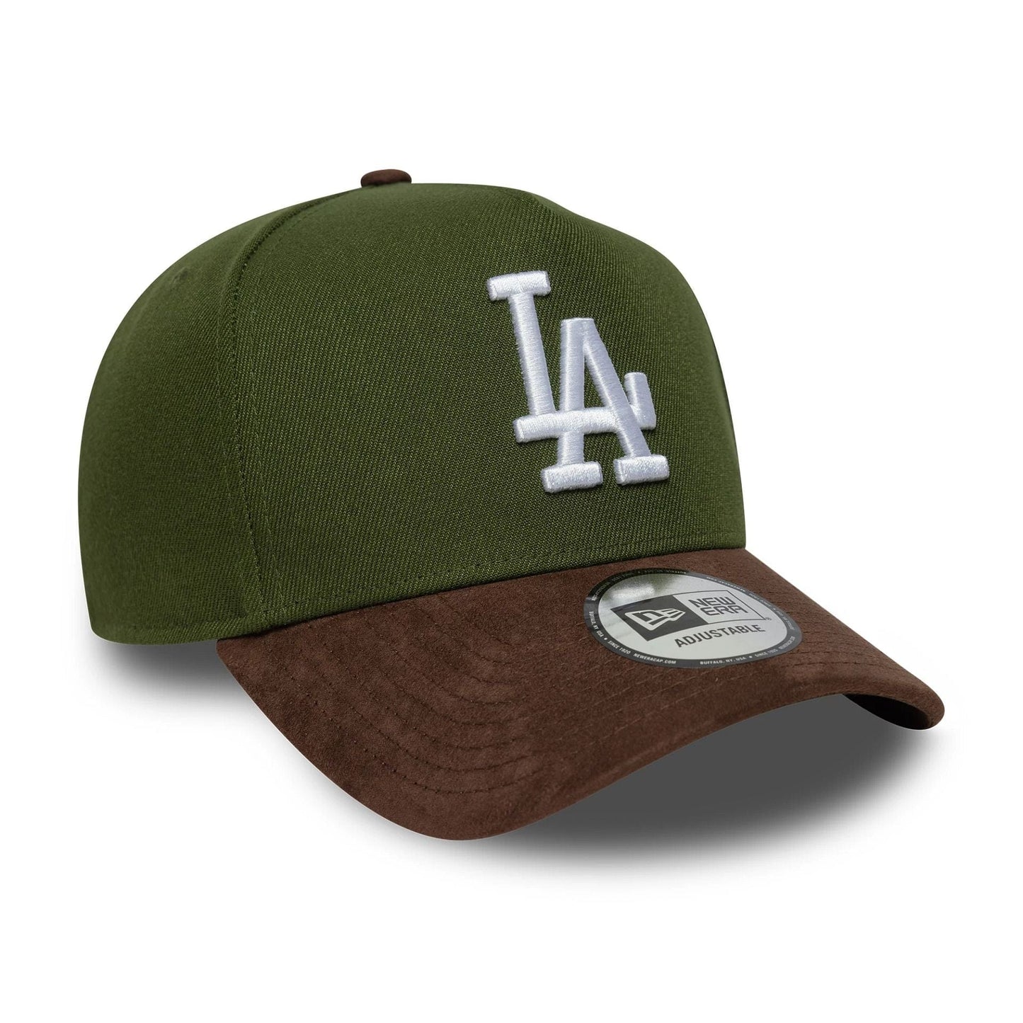 New Era Dunkelgrüne LA Dodgers MLB Wildleder Visor 9FORTY E-Frame Verstellbare Cap