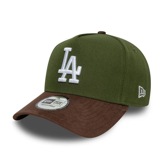 New Era Dunkelgrüne LA Dodgers MLB Wildleder Visor 9FORTY E-Frame Verstellbare Cap