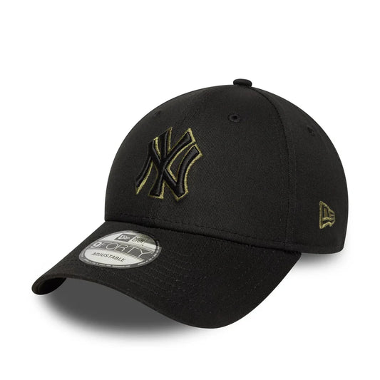 New Era Schwarze New York Yankees MLB Team Outline 9FORTY Verstellbare Cap