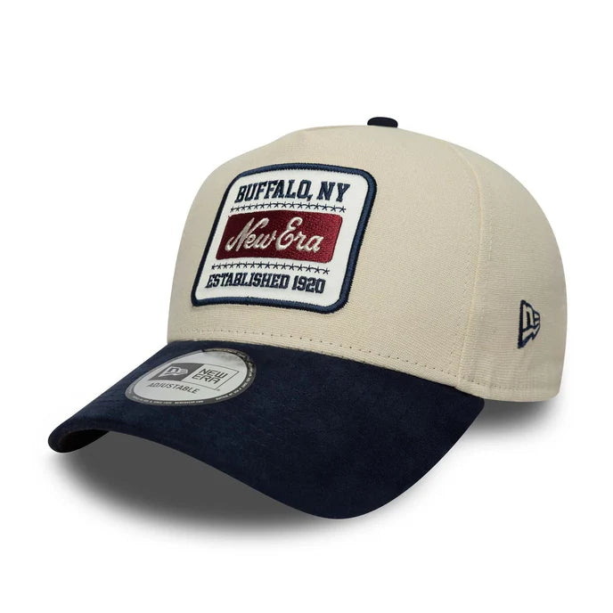 New Era Patch Suede 9FORTY E-Frame Cap Navy Beige