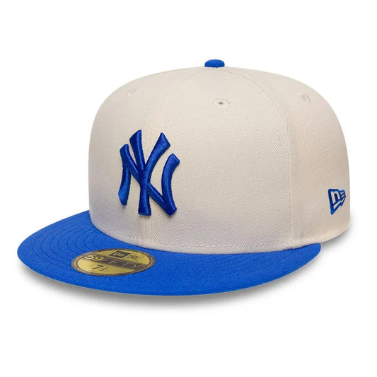 New Era New York Yankees MLB League Essential Cream & Blue 59FIFTY Fitted Cap