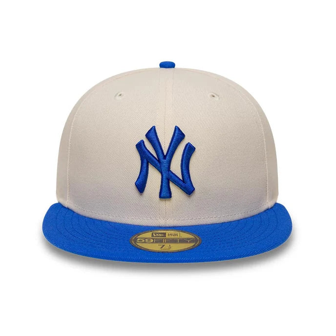 New Era New York Yankees MLB League Essential Cream & Blue 59FIFTY Fitted Cap