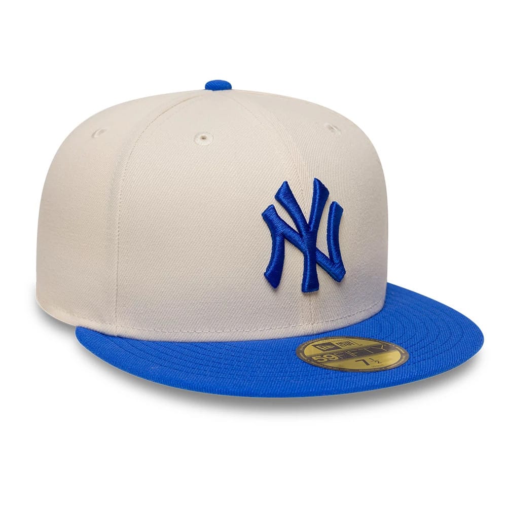 New Era New York Yankees MLB League Essential Cream & Blue 59FIFTY Fitted Cap
