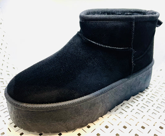 Winter Boot Damen 36-42 Gefüttert Plateau Textilleder