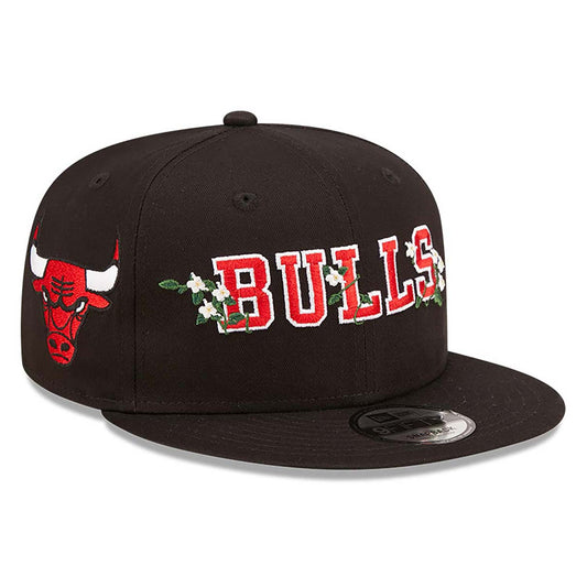 New Era Black Chicago Bulls Flower Wordmark 9FIFTY Snapback Cap