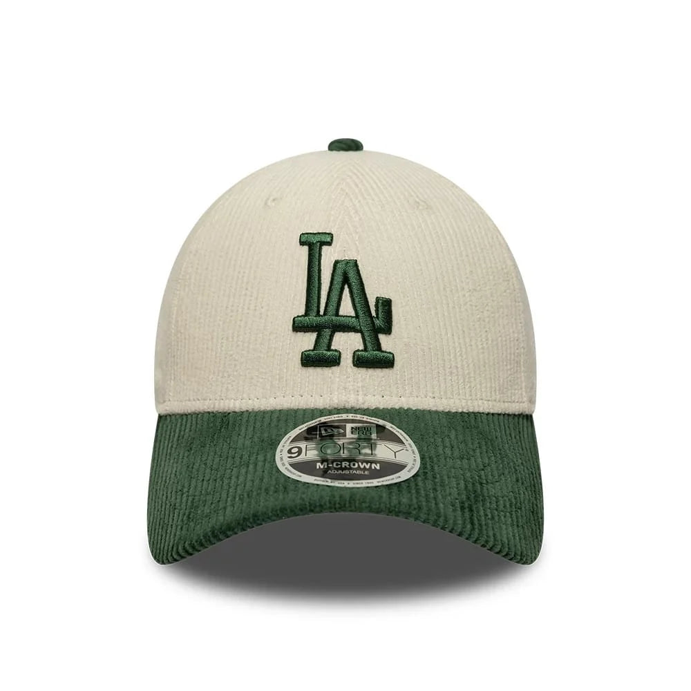 New Era LA Dodgers MLB Cord Cream & Green 9FORTY M-Crown Adjustable Cap