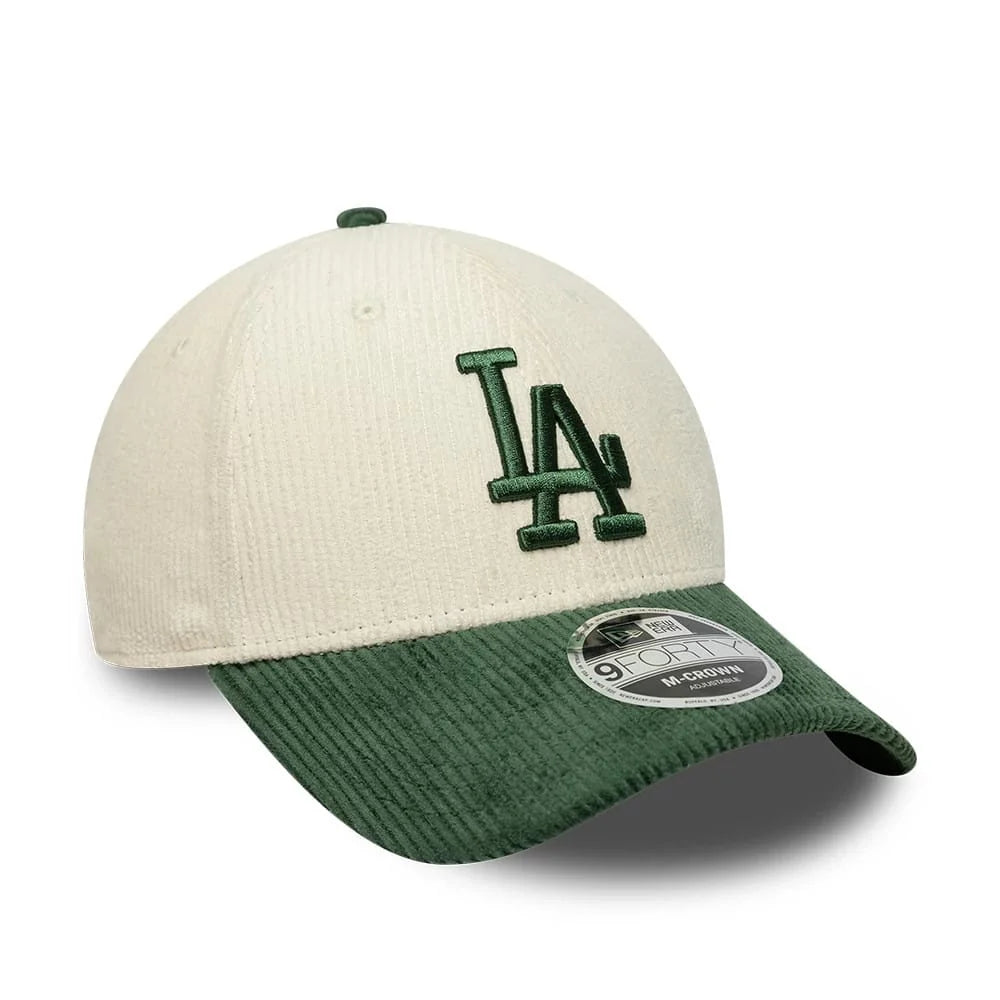 New Era LA Dodgers MLB Cord Cream & Green 9FORTY M-Crown Adjustable Cap