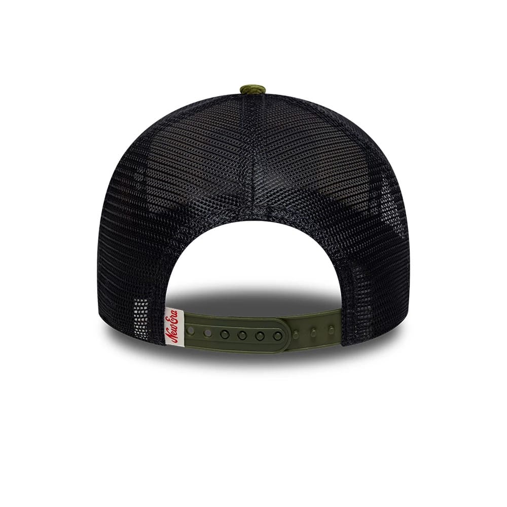 New Era Patch Cord Cream & Green 9FORTY A-Frame Trucker Adjustable Cap