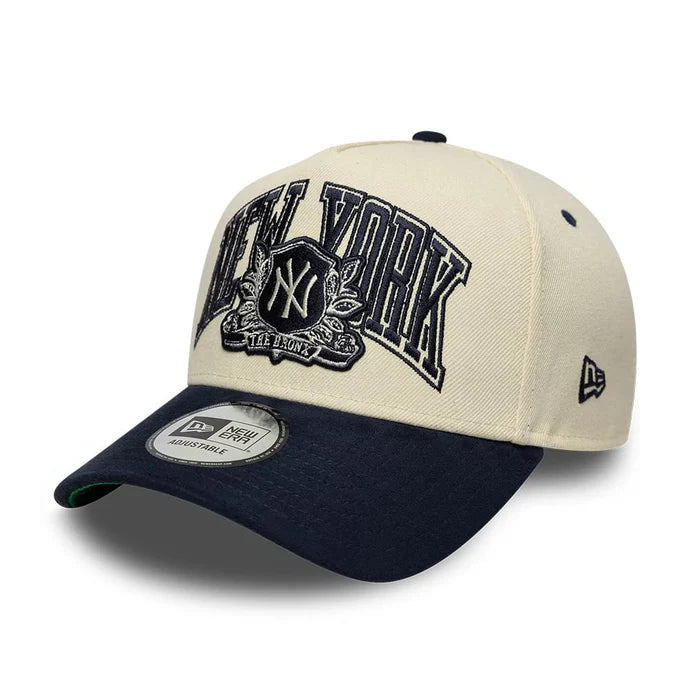 New Era New York Yankees MLB Suede Cream & Navy 9FORTY E-Frame Adjustable Cap