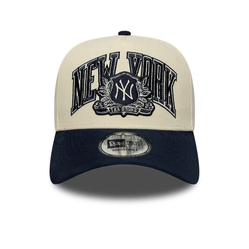 New Era New York Yankees MLB Suede Cream & Navy 9FORTY E-Frame Adjustable Cap