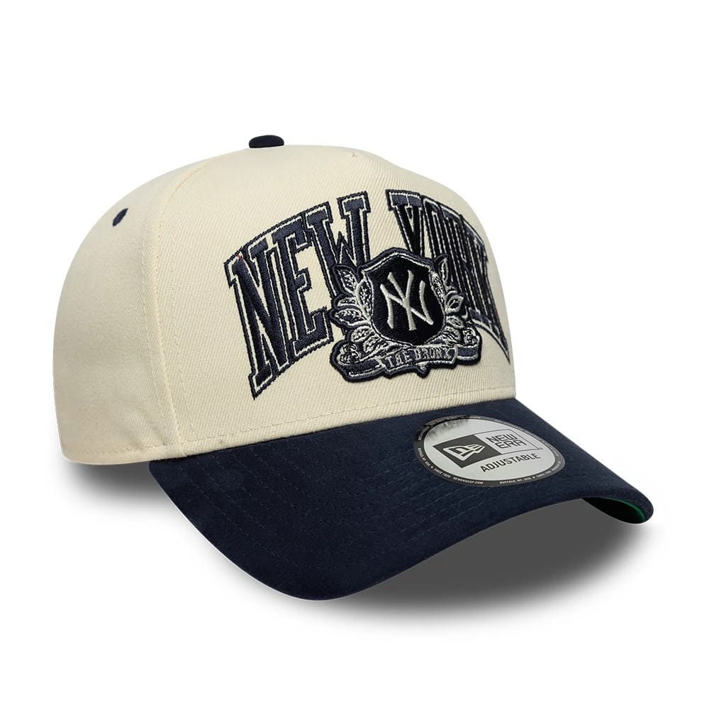 New Era New York Yankees MLB Suede Cream & Navy 9FORTY E-Frame Adjustable Cap