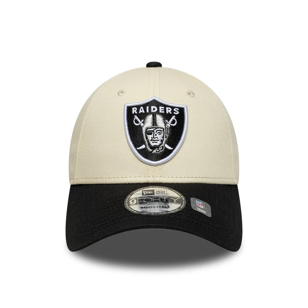 New Era Las Vegas Raiders NFL Colourblock Cream & Black 9FORTY Adjustable Cap