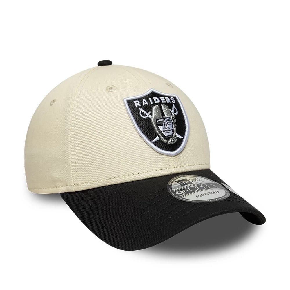 New Era Las Vegas Raiders NFL Colourblock Cream & Black 9FORTY Adjustable Cap