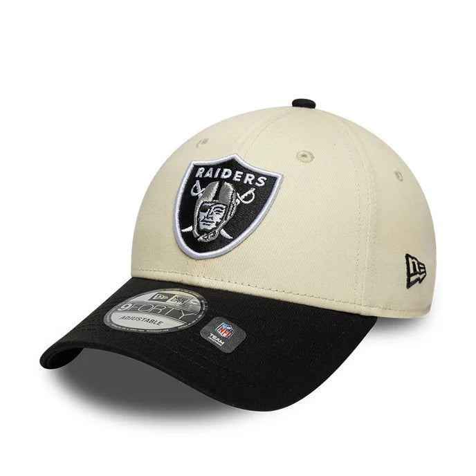 New Era Las Vegas Raiders NFL Colourblock Cream & Black 9FORTY Adjustable Cap